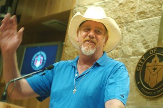 Asleep at the Wheel's Ray Benson was at City Hall Wednesday to plug a new water-conservation campaign.