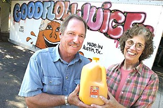 Good Flow owners Tom and Judy Crofut posed for this picture when they won Best Locally Produced Food Product in the Readers Poll for the <b><i>Chronicle</i></b>'s 2004 Best of Austin issue.