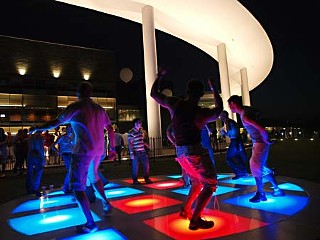 Dancers at the dance on the terrace of the Long Center