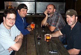 (l-r) Jeff Mills, Chad Barron, Kris Taylor, and Dan Borth at an early office meeting circa January '07