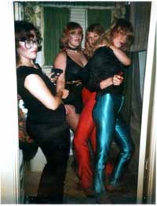 The original Texas Blondes: E.A., Margaret, Jessica, and Martha getting dressed up for a night out