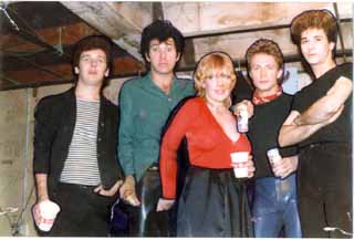 With the Romantics backstage at Club Foot, Say cheese, said the photographer. I grabbed Jimmy the drummer in the crotch.