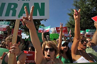 Members of the local Iranian community last week demonstrated at the Capitol as widespread protests continue in Iran over questionable election results.