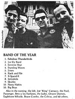 Our first Music Poll mixed punk, funk, and blues, and the Fabulous Thunderbirds were band of the year.
