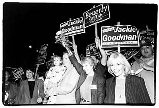 City Council members (l-r) Daryl Slusher, Beverly Griffith, and Jackie Goodman after winning re-election in 1999