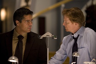 Esai Morales (l) and Eric Stoltz star in <i>Caprica</i>, a prequel series to <i>Battlestar Galactica</i>, premiering Jan. 22.