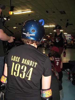 Short Cut on the track at the 2010 season opener for the Texas Rollergirls