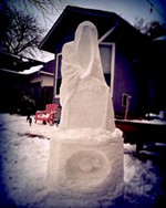 A Texas Snow Sculpture for a Fish that Died