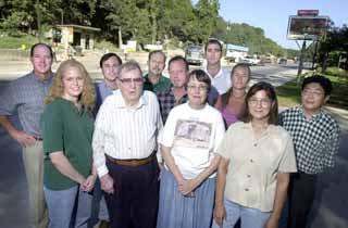 Front row (l-r): Jeanine Johnson (Chuy's), Dan Toomey (Toomey Tract), Susan Toomey Frost (Shady Grove RV Park), Susan Mynarck (Barton Springs Upholstery)
<br>
Back row (l-r): Robert Heiser (Villas of Lost Canyon), Jas Lemert (Romeo's), Tom Davis (Green Mesquite), Mike Young (Shady Grove, Chuy's), Mark Kamburis (Flipnotics), Shay FitzGerrell (Pizza Nizza), Dinh Tran (Mimosa Cafe)