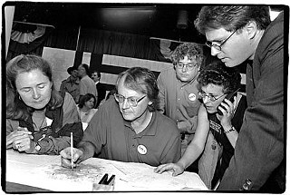 Mary Ann Neely, David Butts, Mark Yznaga, Leslie Pool, and Todd Main, election night, 1996