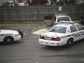 The scene of the May 2009 police shooting of Nathaniel Sanders II in the parking lot of the Walnut Creek apartments in East Austin