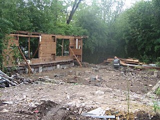 This project at 1915 David St. resembles more of a demolition than a remodel. This shows the back portion of what will ultimately be two rental houses on a single-family lot.