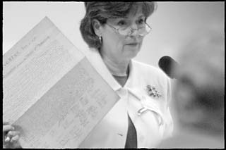 Peggy Venable, of the right-wing Citizens for a Sound Economy, has been a prominent player in the State Board of Education's textbook hearings.
