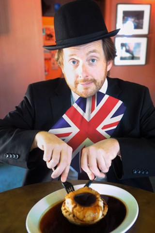 The author enjoys a taste of the homeland at Boomerang's Gourmet Veggie & Meat Pies.
