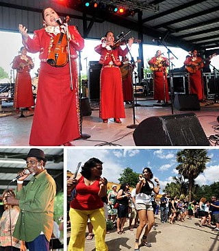 Come On, Let's Go: (clockwise from top) Mariachi las Alteñas, maraca shakers, and Tortilla Factory's Bobby Butler