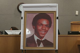Family portrait of Timothy Cole, displayed at Cole's posthumous exoneration hearing in February 2009