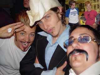 NYC's Mo B. Dick with Austin's Johnny T. and KaTeX; inset: K. Bradford and Mo Fischer out of drag