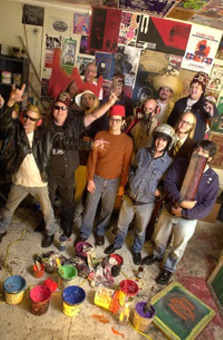 Art Rock: (front row, l-r) Jason Austin, Brian Curley, Noel Waggener, Jamie Ward, Jaime Cervantes; (middle row, l-r) Clay Ferguson, Jason Cross, Rob Jones; (back row, l-r) Paul Fucik, Jared Connor, Geoff Peveto, Billy Bishop
