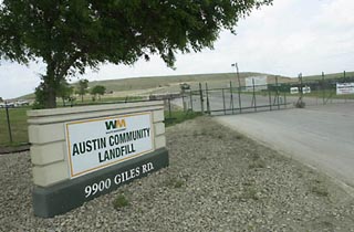 The entrance to a Waste Management Inc. Austin-area landfill.