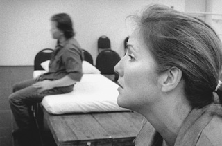 John Packard and Margaret Lattimore rehearse a scene in <i>Dead Man Walking</i>.