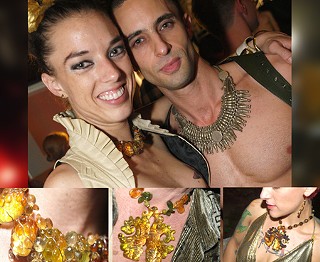 Artists and jewelers Kati and Hilal Hibri and<br>some of their creations at the fabulous<br>ArtErotica event