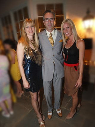 (From left) Elizabeth and Nathaniel Chapin (<i>my</i> vote for Best Dressed Couple in Austin) with the beautiful Ali Watson, who hosted Women & Their Work's wonderful Bold About Art fundraiser at her Pemberton estate