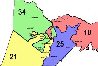 This is how Doggett says Republicans plan to carve up Travis. Click on the image to see the statewide map.