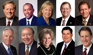 The ten members of the Senate Bill 1 conference committee (click to expand)
Top row (l to r): Reps. Jim Pitts, Sylvester Turner, Myra Crownover, John Otto, John Zerwas
Bottom row: Senators Steve Ogden,
Juan