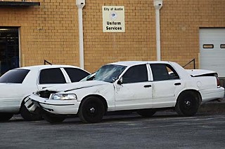In December, Chief Art Acevedo displayed SWAT Officer Michael Hamilton's wrecked Crown Victoria outside the Eastside SWAT HQ as a warning not to drink and drive.
