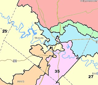 The congressional map currently being considered by the Senate would carve up Travis County five ways.