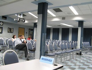 AISD boardroom, mid-meeting: Is there anybody out there?