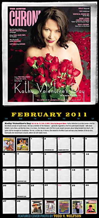 Kathy Valentine's first proper appearance in the <i>Chronicle</i> became part of the paper's promotional calendar.