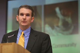 No-kill advocate and <a href=http://fixaustin.org/>FixAustin.org</a> founder Ryan Clinton opposed the Town Lake Animal Center's transfer of animals to Houston.