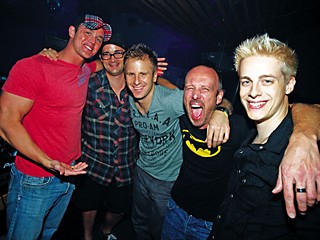 Luminary Austin DJs converge at Kingdom, Austin's hot 
new dance club: (l-r) Billy Jay, Remington Steele, Chad Cisneros, Francis Preve, and Dave Reed.