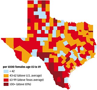 Teen Birthrate Statewide: Maps indicate by shading the geographic ranking of teen birthrates statewide.