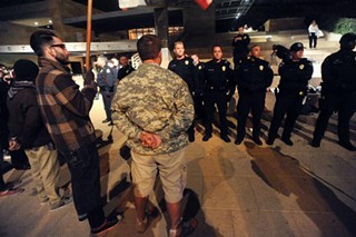 One of the people arrested at the Occupy Austin protest on Oct. 30