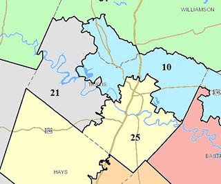 The new interim Congressional maps, issued this morning, simplify the lines that split Travis County and return it to a three-district county