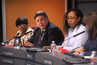 AISD board members (l-r) Cheryl Bradley, Sam Guzman, and Tamala Barksdale deliberated the IDEA proposal Monday night.