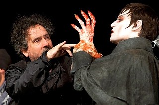 Tim Burton and Johnny Depp on the set of Dark Shadows