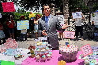 Save Texas Schools presents a novel way to fund the $5.4 billion shortfall in public education finance: Sell 54 cupcakes priced at $100 million a piece. Backing their call to make school finance the top issue in the 2012 primaries, Austin Rep. Mark Strama remarked at a May 16 rally at the Capitol,
I do love the bake sale idea, but this is not the way to fund public education.