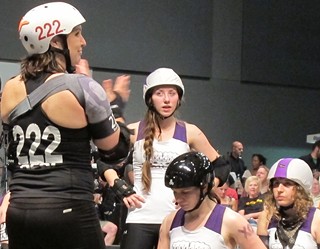 Desi Cration #222 gets happy for the inaugural bout of the Texas Rollergirls' new Firing Squad B-team