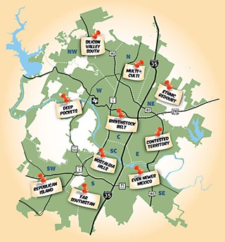 Under both the proposed 10-1 and 8-2-1 districting plans for City Council, the city would be divided into districts from which most or all council members would be elected. No specific map has yet been proposed, nor has the districting process yet been determined. With a bit of ironic foresight, it's possible to speculate on what 10 council districts might turn out to be.