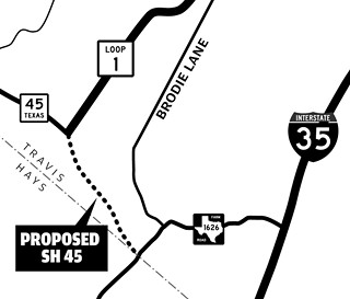 The on-again, off-again plan to build SH 45 is a point of controversy in the Travis County Precinct 3 commissioners race.