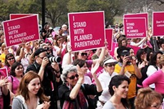 Planned Parenthood supporters rally at the Capitol in March 2011