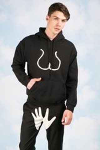 As Gregor Samsa awoke one morning from uneasy dreams, he found himself wearing a testicles hoodie