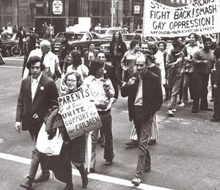 Jeanne Manford crosses the bridge