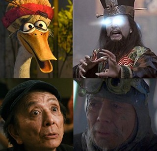The many faces of James Hong: (clockwise from top left) Mr Ping in Dreamwork's 'Jung Fu Panda', Lo Pan in 'Big Trouble in Little China', Hannibal Chew in 'Blade Runner', and Master Wong in 'Balls of Fury'
