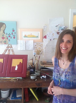 Emma Hadzi Antich in front of a work in progress