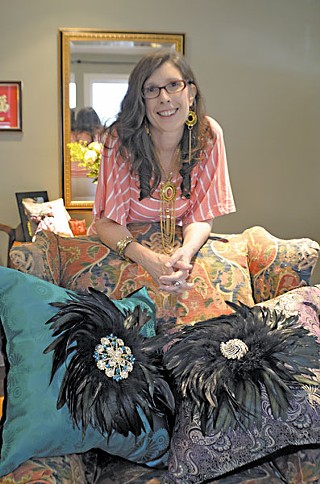 Deborah Main showing off her new collection of luxury pillows, bound for the behemoth Atlanta Gift Show. Best of everything to you, Deborah!