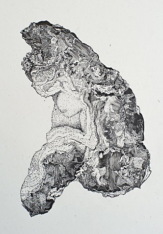 <i>Geode Slice</i>, pen and ink on paper